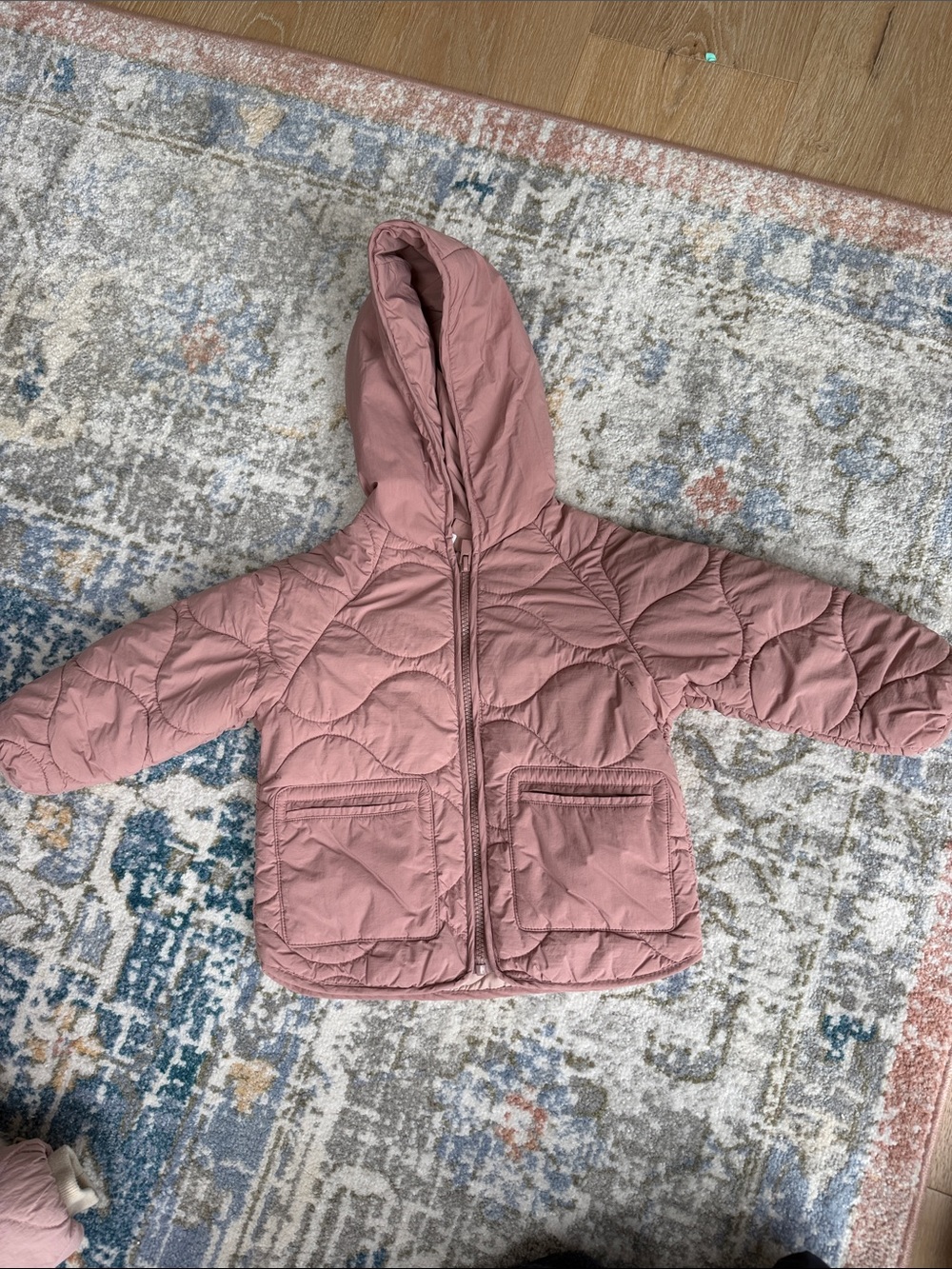 Zara lightweight Pink Hooded Quilted Jacket 18-24m
